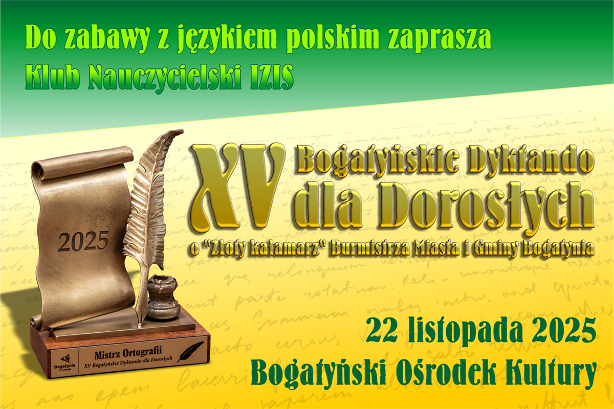 XV Bogatyńskie Dyktando dla Dorosłych o "Złoty Kałamarz" Burmistrza Miasta i Gminy Bogatynia